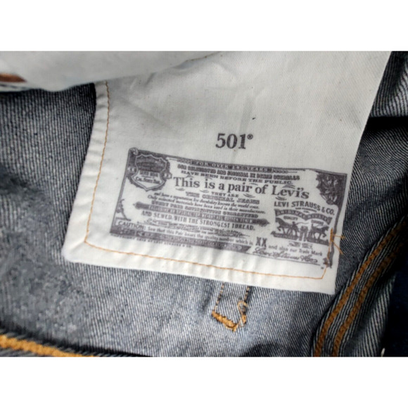 Levis 501 Original Stretch Jeans Straight Fit Mens Denim 34x32 Classic Dark Wash - Picture 4 of 4